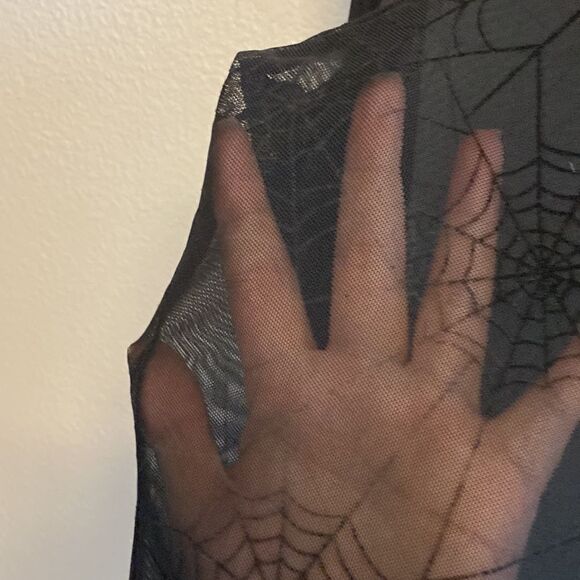 Long sleeve sheer spider web top- Halloween shirt- Size large - Picture 7 of 7